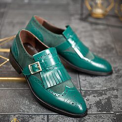 Pantofi Loafers verzi cu catarama piele naturala P1791 5