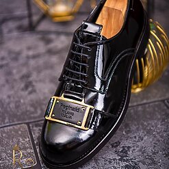 Pantofi Reginald cu siret negri lacuiti P1711 3