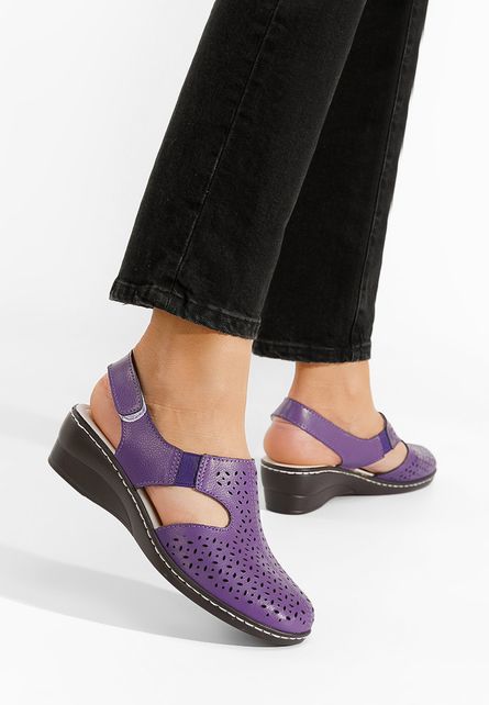 Sandale dama piele Brigite mov-Sandale cu platforma-Sandale piele