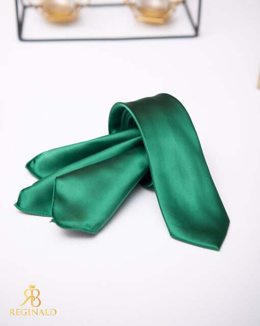 Set Cravata si batista verde satin - CV900-Accesorii
