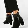 Botine elegante negre Natira-Botine cu toc-Botine elegante