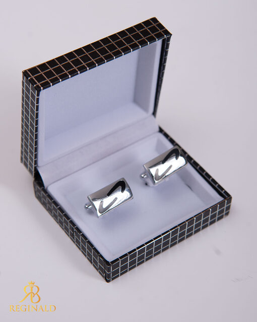 Butoni argintii cu negru - BT022-Butoni camasa