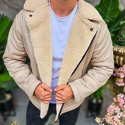 Cojoc crem de barbati interior imblanit complet slim fit CJ012 3