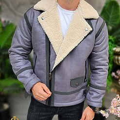 Cojoc gri de barbati interior imblanit complet slim fit CJ010 3