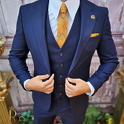 Costum elegant de barbati Bleumarin Sacou Vesta si Pantalon C3903 4