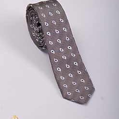 Cravata slim gri cu model- CV922-Accesorii