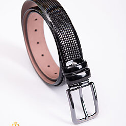 Curea din piele neagra lacuita catarama metalica CP430 2