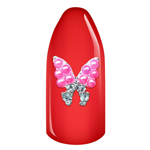 Decoratiuni Unghii 3D - Fluturas cu perle roz si strasuri-Nail Art > Ornamente Unghii