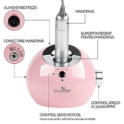 Freza Unghii Exclusive Nails SensoPRO Milano 30.000 RPM Pink 7