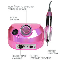 Freza Unghii Profesionala Elite Nails 30.000 RPM SensoPRO Milano Royal Pink 3