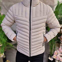 Geaca de barbati bej cu guler inalt GC710 1