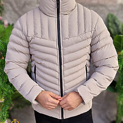 Geaca de barbati bej cu guler inalt GC710 2