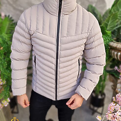 Geaca de barbati bej cu guler inalt GC710 3