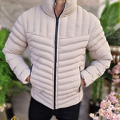 Geaca de barbati bej cu guler inalt GC710 4