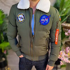 Geaca de iarna verde cu blana alba la guler GC692 4