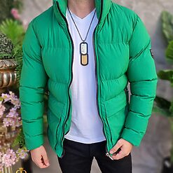 Geaca groasa verde cu guler inalt GC801 3