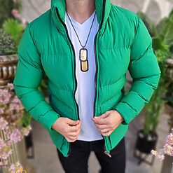 Geaca groasa verde cu guler inalt GC801 4