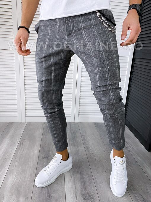 Pantaloni barbati casual regular fit gri B1551 5-3 E-Pantaloni > Pantaloni casual