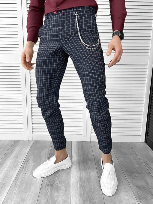 Pantaloni barbati eleganti in carouri 10403 F2-5.1-Pantaloni > Pantaloni eleganti