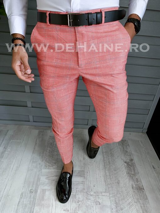 Pantaloni barbati eleganti regular fit in carouri B1607 B6-2.2/ 5-1 E-Pantaloni > Pantaloni eleganti