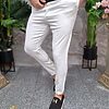 Pantaloni casual alb ivoire