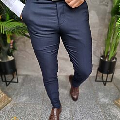 Pantaloni eleganti bleumarin inchis