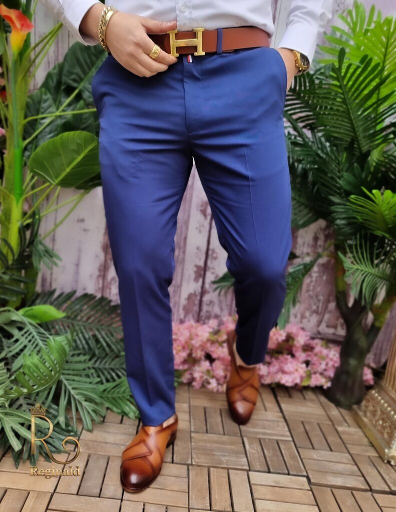 Pantaloni eleganti bleumarin