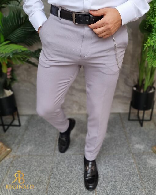 Pantaloni eleganti gri deschis