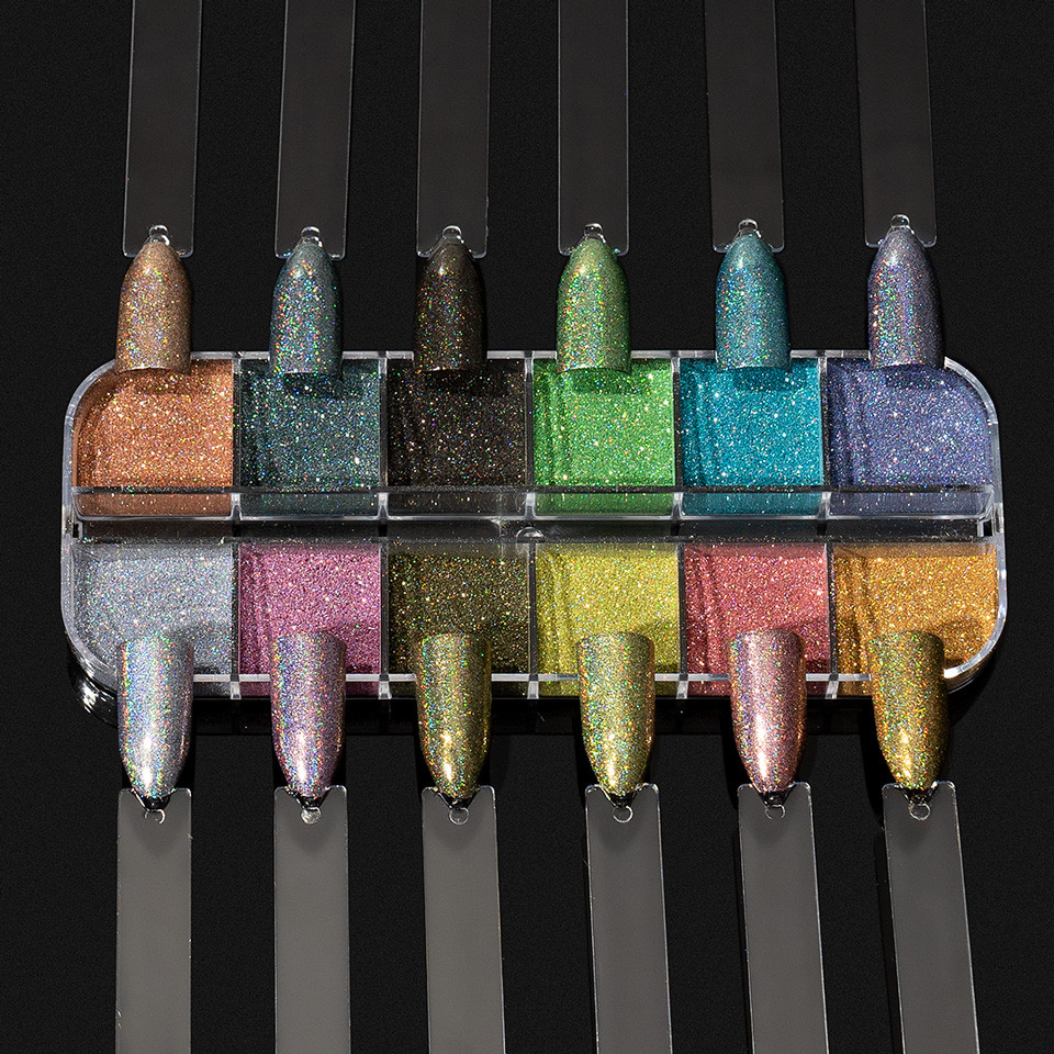 Pigment Unghii Rainbow Glam LUXORISE - 12 nuante-Nail Art > Pigmenti Unghii