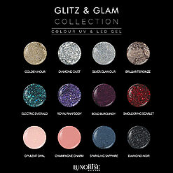 Set 12 Geluri UV Colorate LUXORISE Glitz Glam 2
