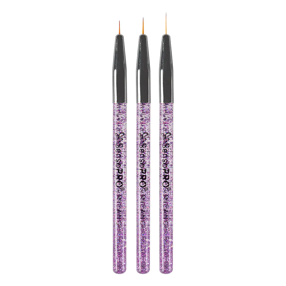 Set 3 Pensule Nail Art pentru linii fine SensoPRO Milano