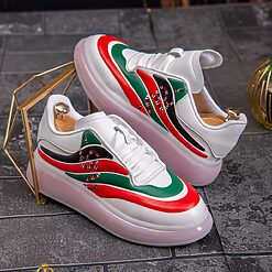 Adidasi de barbati albi Snake cu talpa inalta ultra light – AD580 2