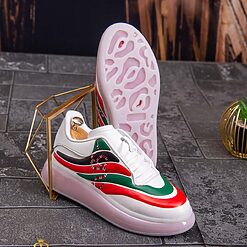 Adidasi de barbati albi Snake cu talpa inalta ultra light – AD580 3