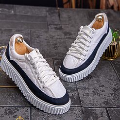 Adidasi de barbati albi cu talpa inalta ultra light – AD542 3