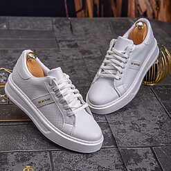 Adidasi de barbati albi cu talpa inalta ultra light – AD544 3