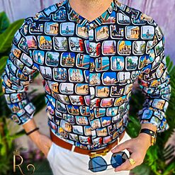 Camasa de barbati cambrata imprimeuri de vacanta CM375 3