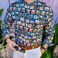 Camasa de barbati cambrata imprimeuri de vacanta CM375 4