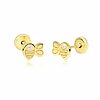 Cercei bebe/fetite cu Diamant natural alb - Model albinute - Aur Galben 9K - Inchizatoare sigura si confortabila cu filet-Aur >> Aur 9K >> Cercei Aur 9K >> Noutati