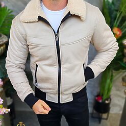 Cojoc BEJ de barbati interior imblanit complet slim fit CJ017 4