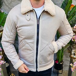 Cojoc BEJ de barbati interior imblanit complet slim fit CJ019 4