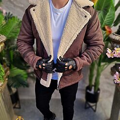 Cojoc gros maro inchis interior imblanit slim fit CJ016 7