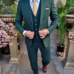 Costum elegant verde in dungi 70 lana set 3 piese C4427 5