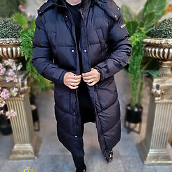 Geaca bleumarin inchis lunga si groasa pentru barbati cu gluga GC817 4