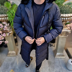 Geaca bleumarin lunga si groasa pentru barbati cu gluga GC807 3