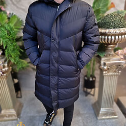 Geaca bleumarin lunga si groasa pentru barbati cu gluga GC809 2