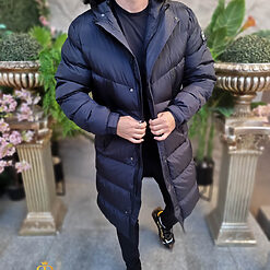 Geaca bleumarin lunga si groasa pentru barbati cu gluga GC809 3