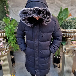 Geaca gri inchis lunga si groasa pentru barbati cu gluga GC819 4