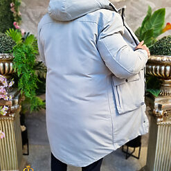 Geaca gri lunga si groasa pentru barbati cu gluga GC806 3