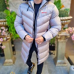 Geaca gri lunga si groasa pentru barbati cu gluga GC808 5