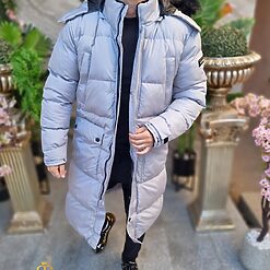 Geaca gri lunga si groasa pentru barbati cu gluga GC814 4